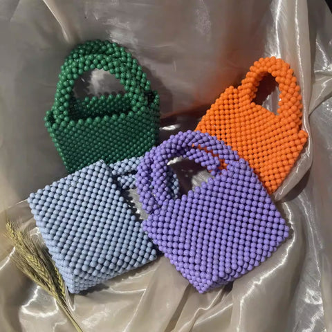 Sacs perles à la mode, sacs à main perles de couleur unie