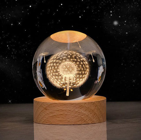 Ciel étoilé lumineux et planètes Lune Cristal de Lune Veilleuse Lampe de projection Lumière d'ambiance Cadeau créatif Nouveau cadeau insolite