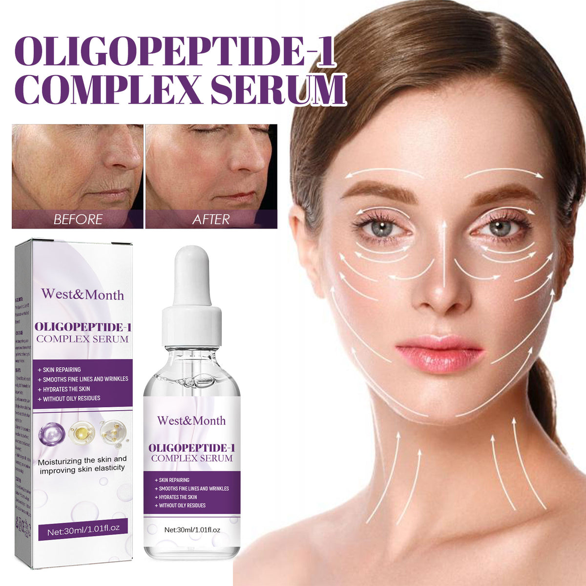 Oligopeptide-1 Complex Serum, Lighten Facial Fine Lines Moisturize And Firm Skin Essence
