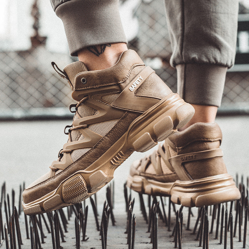 Safety Shoes Anti-Smashing And Anti-Puncture Coated Steel-Toed Protective Shoes Lightweight Outdoor Mountaineering Safety Work Shoes - Fashionner