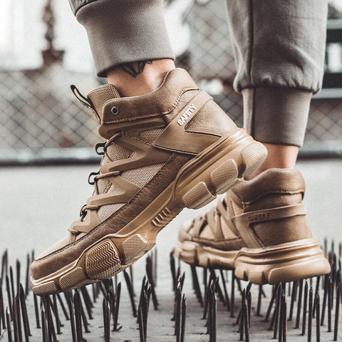 Safety Shoes Anti-Smashing And Anti-Puncture Coated Steel-Toed Protective Shoes Lightweight Outdoor Mountaineering Safety Work Shoes - Fashionner