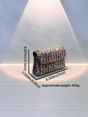 Sac à bandoulière simple et tendance pour femme, petit sac de dîner incrusté de diamants