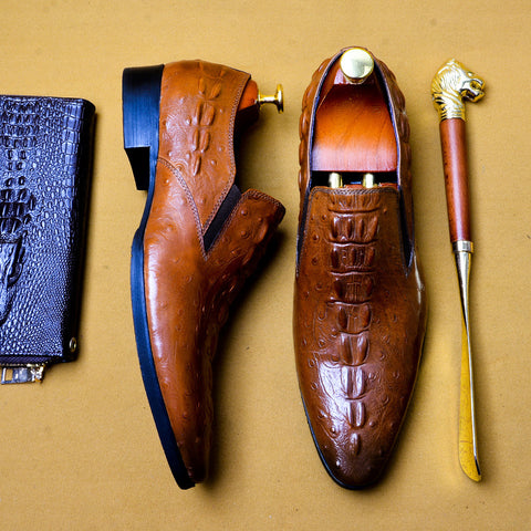 Men's Leather asual business breathable crocodile pattern trendy men's shoes - Fashionner