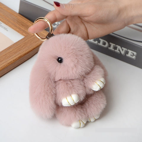 Décoration de porte-clés de voiture avec pendentif en fourrure de lapin
