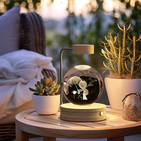 Veilleuse d'intérieur dinosaure cosmique boule de cristal, alimentée par USB, lumière chaude de chevet, cadeau d'anniversaire