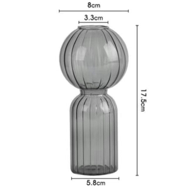 Ins Creative Glass Vase Striped Transparent Glass Vase Table Decorative Ornaments Hydroponic Flower Simple Vase