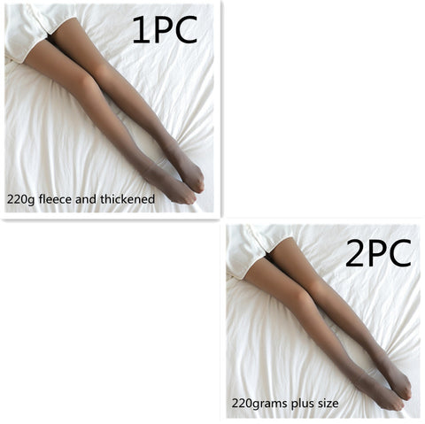 Fake Translucent Plus Size Leggings Fleece Lined Tights Fall And Winter Warm Fleece Pantyhose Women Fleece Lined Pantyhose Thermal Winter Tights - Fashionner