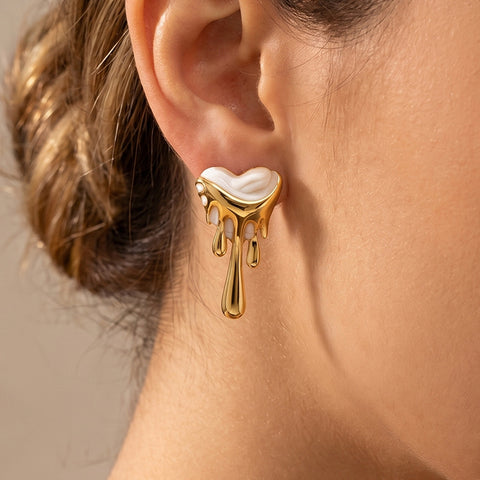 Buy Lava-Drip Oil Heart Earrings And Necklace online at Fashionner.