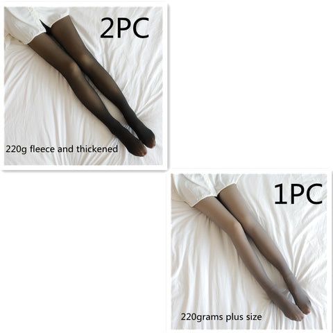 Fake Translucent Plus Size Leggings Fleece Lined Tights Fall And Winter Warm Fleece Pantyhose Women Fleece Lined Pantyhose Thermal Winter Tights - Fashionner