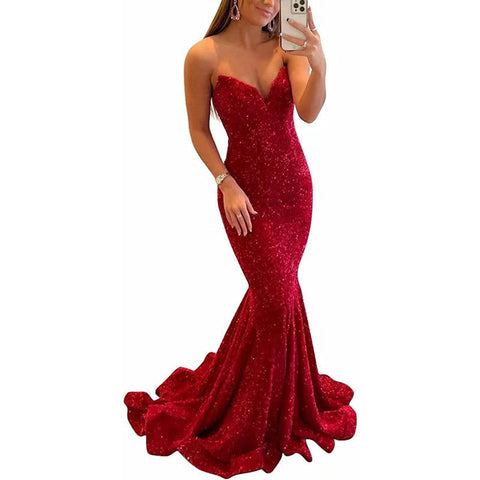 Sequin Evening Dresses For Women Formal  Long Prom Party Gowns - Fashionner