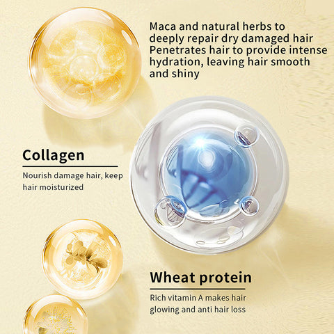 Masque Capillaire Hydratant au Collagène Crème Nourrissante Douce Nettoyage Profond Huile Essentielle Soin Capillaire