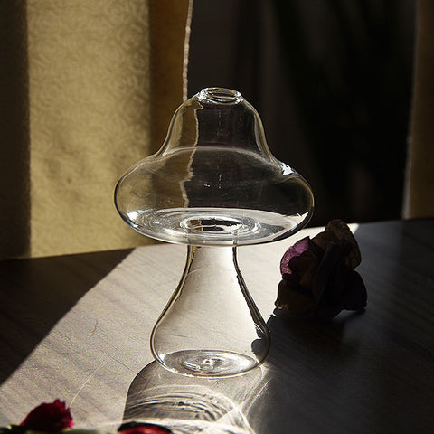 Mignon Vase en Verre en Forme de Champignon, Pot de Fleurs Hydroponique