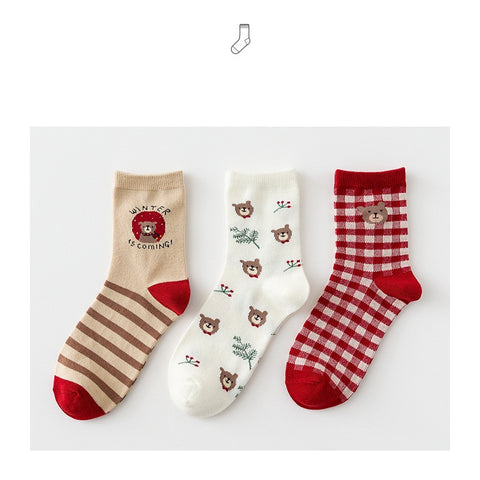 Minimalist Printed Cute Women's Mid Length Socks - Fashionner