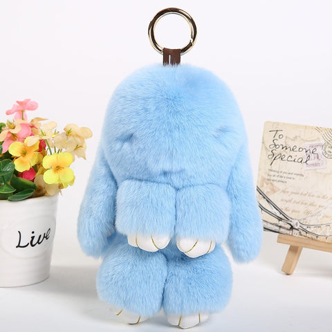 Décoration de porte-clés de voiture avec pendentif en fourrure de lapin