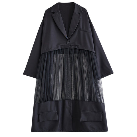 Jupe tailleur décontractée en patchwork résille ajouré