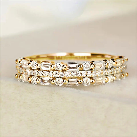 Bague multicouche trois couches fines lignes circulaires pour femmes, anneaux couvrant tout le doigt, cadeaux de bijoux