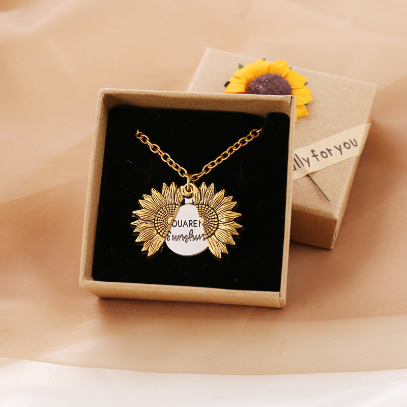You Are My Sunshine Sunflower Necklace Women Men - Fashionner