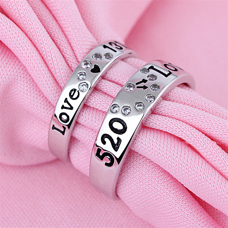Men And Women's Creative Silver Diamond Rings - Love Rings -  Couple Creative Love Rings
