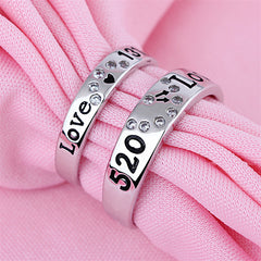 Men And Women's Creative Silver Diamond Rings - Love Rings -  Couple Creative Love Rings