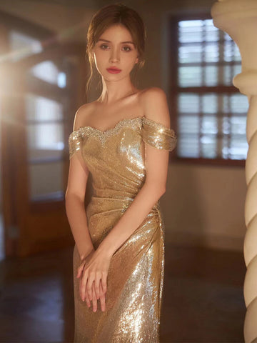 Robe de soirée élégante à épaules dénudées