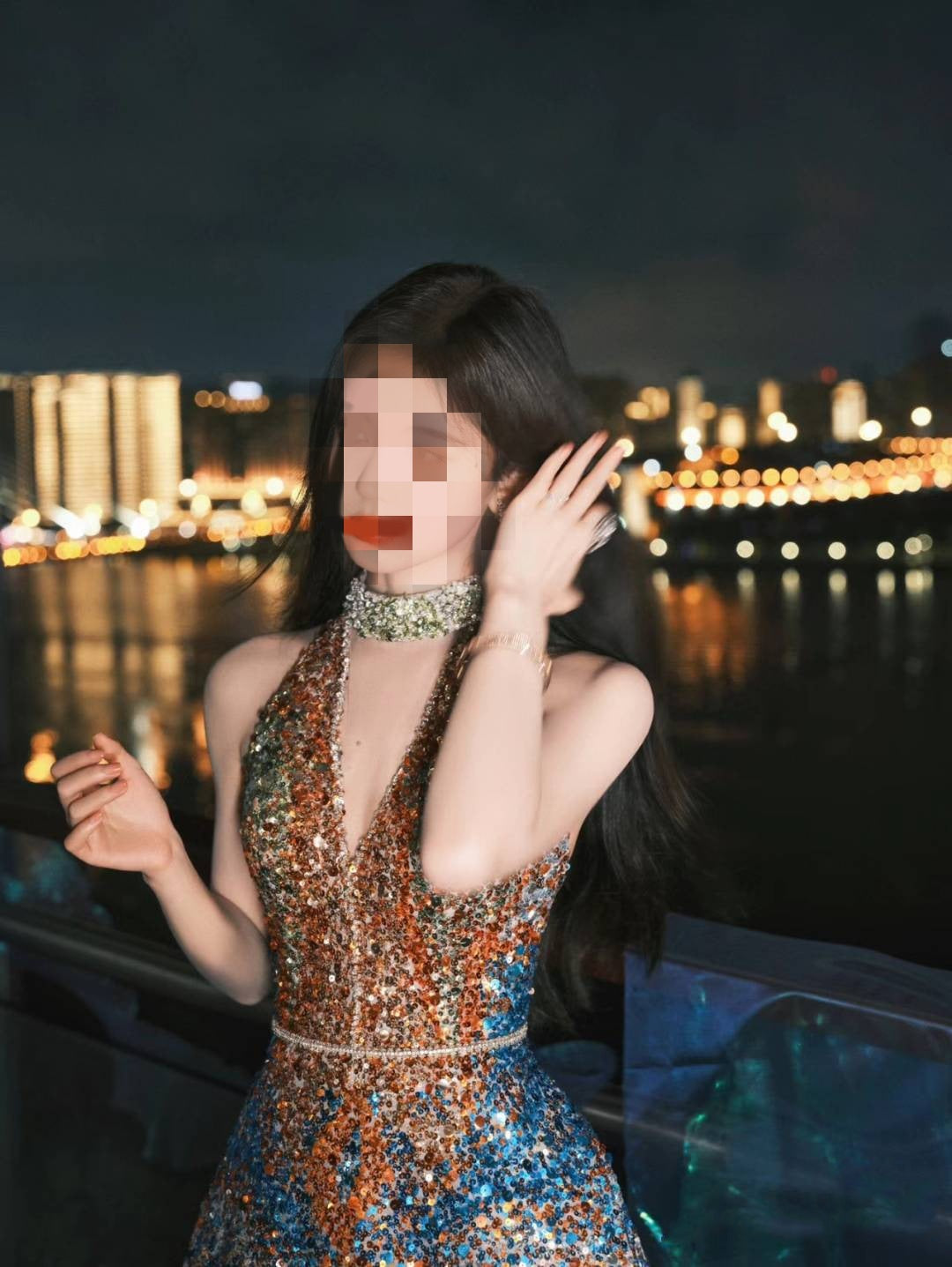 Elegant Evening Dress Banquet Host Sequins Dress