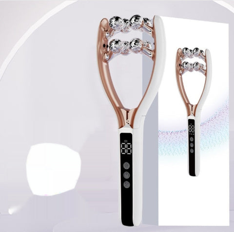 Rouleau en V domestique EMS Microcourant Électrique Intelligent Double Onde Rouge et Bleu Masseur de Roulement Instrument Amincissant le Visage Ems Micro Courant Lifting et Raffermissement