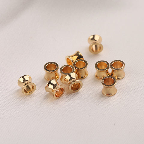 Perles de bambou en cuivre plaqué or véritable 14 carats