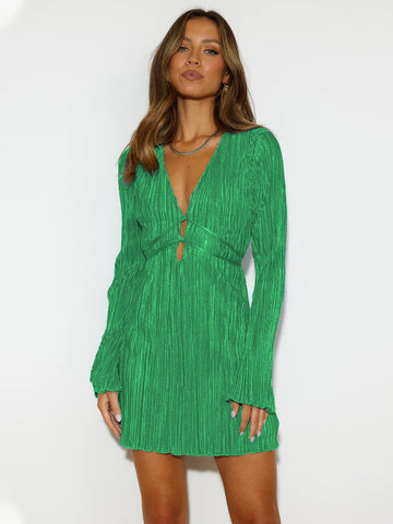 Robe moulante à lacets, col en V, manches trompette, tempérament, paillettes, jupe mode pour vêtements féminins