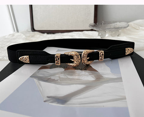 Buy Black Elastic Slim Waist Belt Women's Versatile Stretch Waist Cincher online at Fashionner.