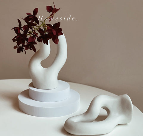 Vase à sculpture en céramique brute unie pour hydroponie