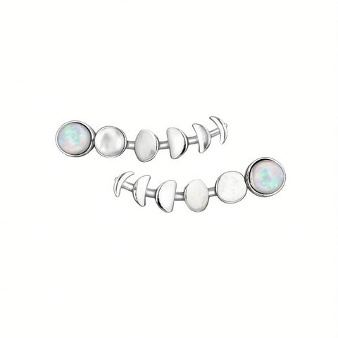 Buy Platinum Stud Earrings With A Classic Opal Bezel Setting online at Fashionner.