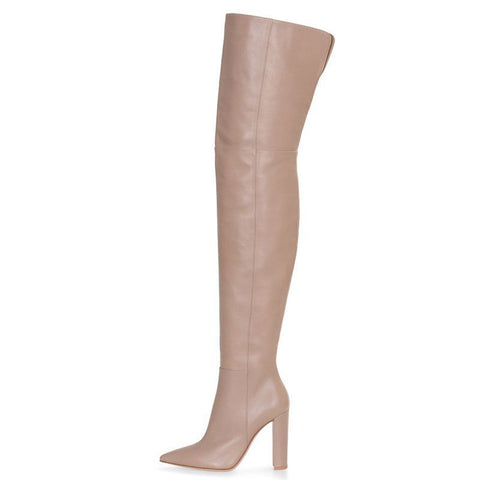 Pointed Snakeskin High Over The Knee Boots Plus Size - Fashionner