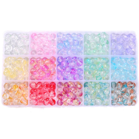 Perles rondes doubles en cristal de verre, kit de matériaux pour bracelet DIY fait à la main, boîte d'accessoires, matériaux pour enfiler les perles