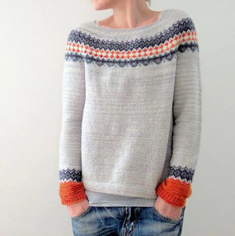 Pull-over ample et décontracté pour femme, col rond, multicolore, à la mode, tricoté, vêtement d'extérieur pour femme