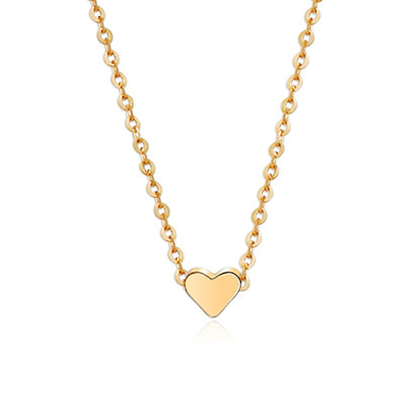 Simple Fashion Gold Color Double-sided Love Pendant Necklaces Clavicle Chains Necklace Women Jewelry Valentines Day Gift - Fashionner