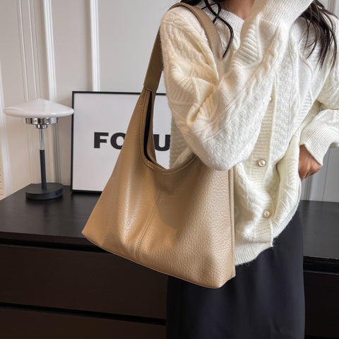 2Pcs Handbags Large Capacity Bag Women Underarm Korean Style Soft Pu Leather Shopping Shouder Bags With Small Wallet - Fashionner