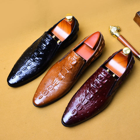 Men's Leather asual business breathable crocodile pattern trendy men's shoes - Fashionner