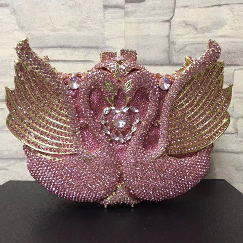 Sac de soirée serti de diamants cygne, robe de banquet, sac entièrement serti de diamants