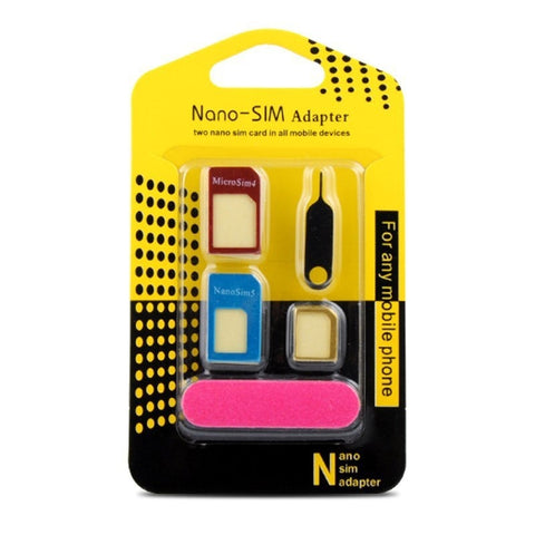 Kit de Conversion Carte SIM Standard vers Micro SIM en Alliage d'Aluminium - Manchon de Support Métallique - Cinq Pièces