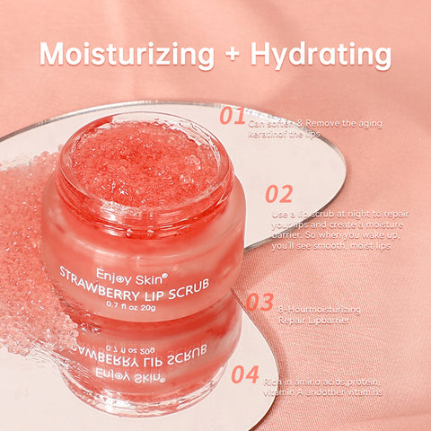 Nouveau gommage à lèvres à la fraise végétalien exfoliant Envase Para Gommage à lèvres rose au sucre