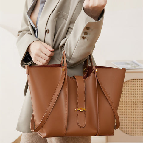 Cowhide Large Capacity Totes High-grade Women's Bag - Fashionner