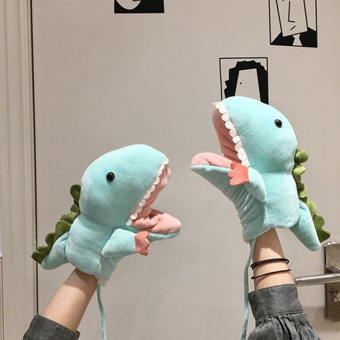 Gants dinosaures d'automne et d'hiver pour femme motif dessin animé