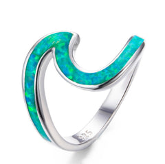 Female White Fire Opal Ring White Gold Full Beads Zircon Ring