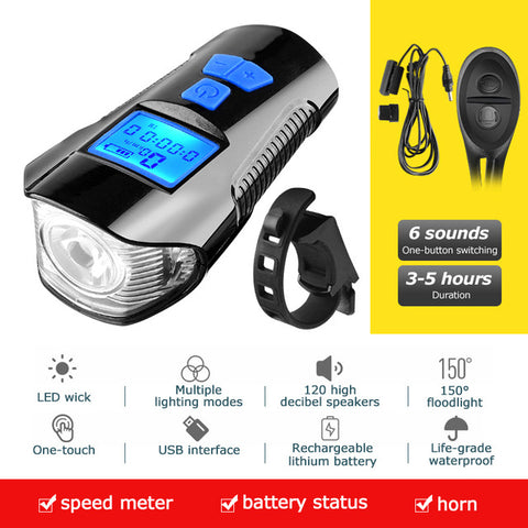 Waterproof bicycle light USB charging - Fashionner
