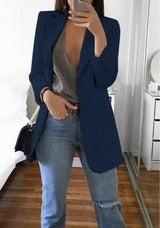 Blazer cardigan fin à revers élégant
