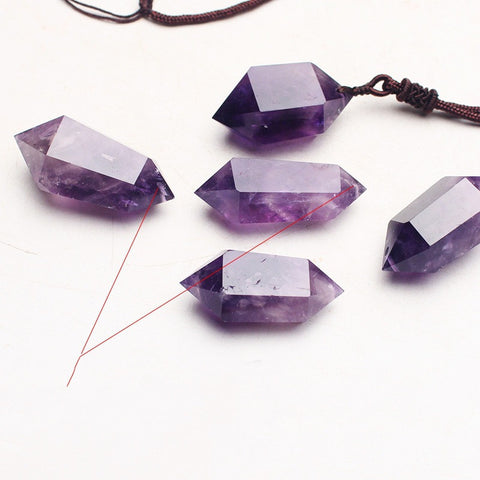 Pendentif hexagonal en améthyste naturelle