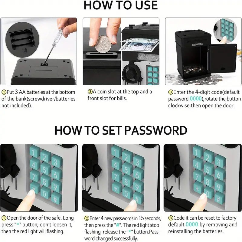 Electronic Piggy Bank ATM Bank - Perfect Gift for Kids to Save Money! - Fashionner