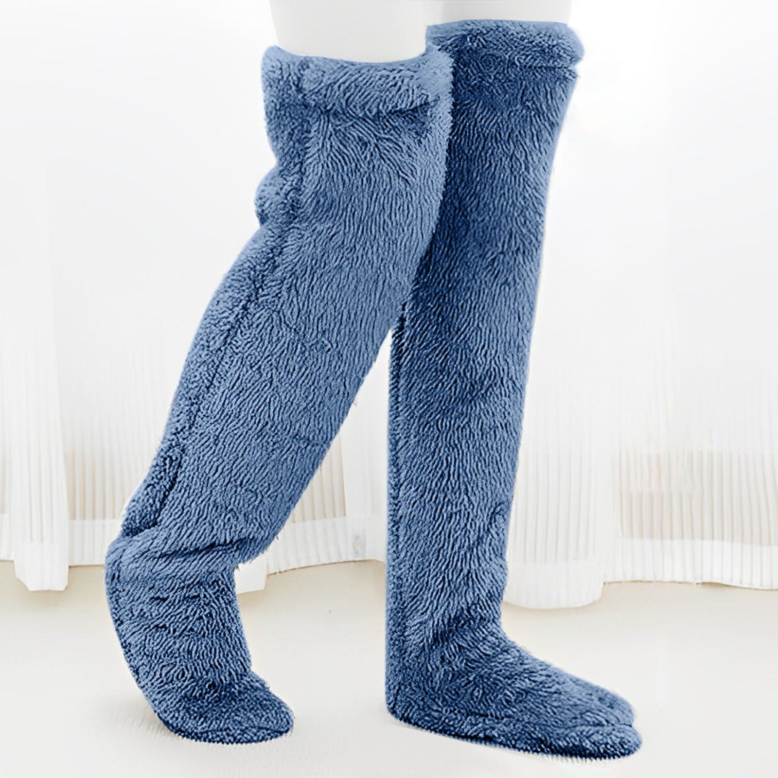 Indoor Plush Warmth Long Socks Cute Fuzzy Socks Over Knee Winter Leg Warmers Plush Sock Slippers Cozy Stocking - Fashionner