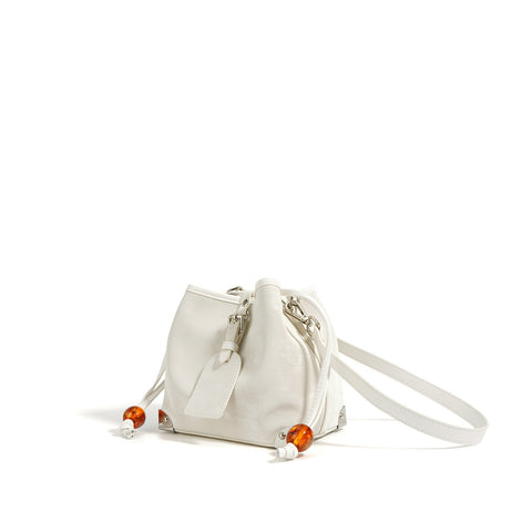 Nouveau Sac Bandoulière Asymétrique en Cuir Satiné Chinois