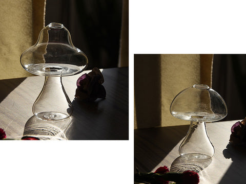 Mignon Vase en Verre en Forme de Champignon, Pot de Fleurs Hydroponique